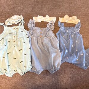 Carter's Bodysuit Trio - Mint, Light Blue, Denim